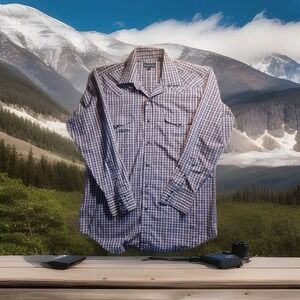 Panhandle Slim Pearl Snap Shirt‎ Men 16x34 Purple Plaid Long Sleeve Western 1604